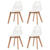 VidaXL Eetkamerstoelen 4 stuks Kunststof Rubberhout Wit