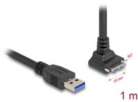 Delock USB 5 Gbps Cable USB Type-A male straight to USB Micro-B male with screw distance 18 mm 90° upwards angled 1 m black