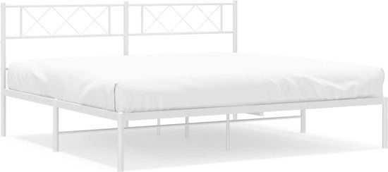 vidaXL Bedframe met hoofdbord metaal wit 180x200 cm