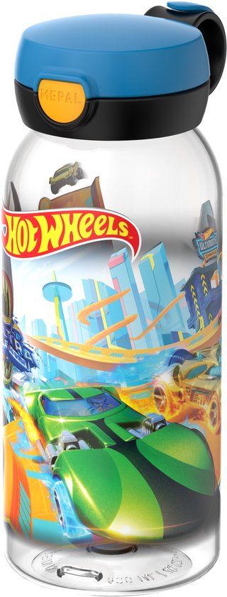 Mepal Drinkfles met flipdop Campus - 600 ml - Waterfles kinderen - Lekdicht - Hygiënische deksel - Hot Wheels