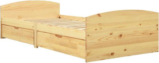 vidaXL Bedframe met 2 lades massief grenenhout 90x200 cm