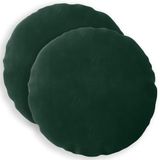 vidaXL - Taie d'oreiller - 2 pièces - HEERLEN - Vert foncé - Ø 60 cm - Satin de coton