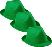 Merkloos Carnaval verkleed trilby hoedje - 6x - groen - polyester - volwassenen/heren/dames