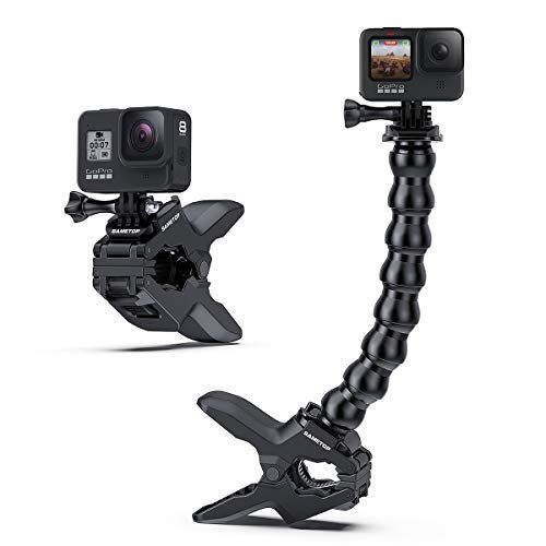 Sametop Jaws Flex Clamp Mount met verstelbare zwanenhals Compatibel met GoPro Hero (2018), Fusion, Hero 7, 6, 5, 4, Session, 3+, 3, 2, 1 Camerasras