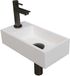 INK - Fonteinpack Polystone Links incl. Fonteinkraan - Design Sifon - Design Plug en Montageset - 360x180x90 Mm - Mat Wit/metal Black