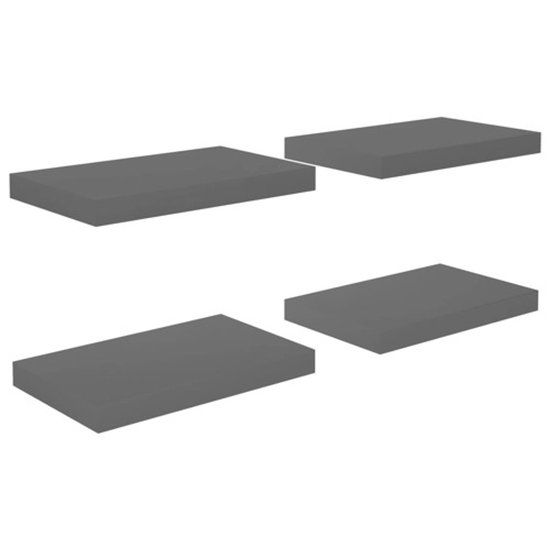 vidaXL Wandschappen zwevend 4 st 40x23,5x3,8 cm MDF hoogglans grijs