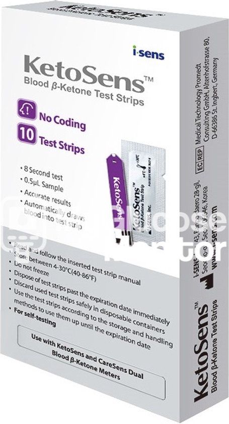 KetoSens Bloed Ketonen test strips - 10 stuks