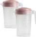 Plasticforte Carafe à eau - 2x - 2L - rose/transparent - avec couvercle - plastique - carafe