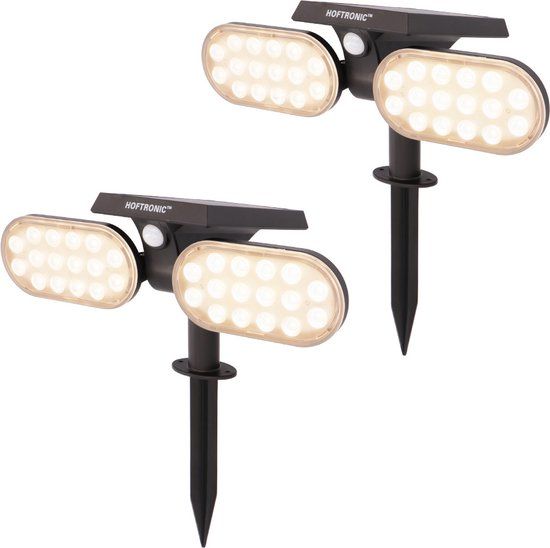 HOFTRONIC Pato - Solar Tuinspot Set (2 stuks) - Met Bewegingssensor - Warm Wit - IP65