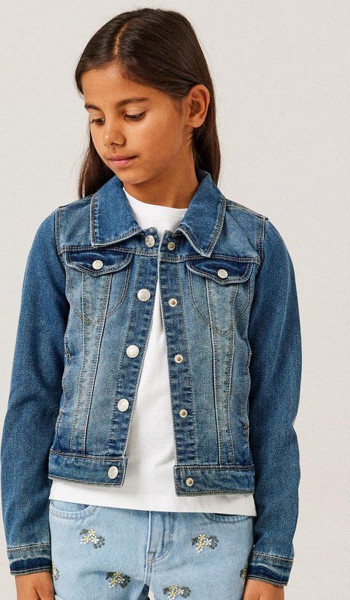 Name-It Star Rika Denim Jacket - Medium Blue - Kids Size 128