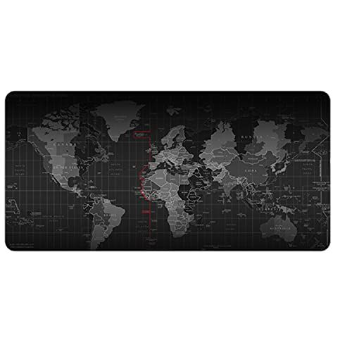 LL-COEUR Grote Natuurlijk Rubber Antislip Wereldkaart Muismat Computer Kantoor Bureaulegger (800 x 400 x 2 mm)