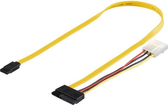Goobay SATA Data & Molex Power Cable - SATA600 - 0.5m - Yellow - 10 Pack