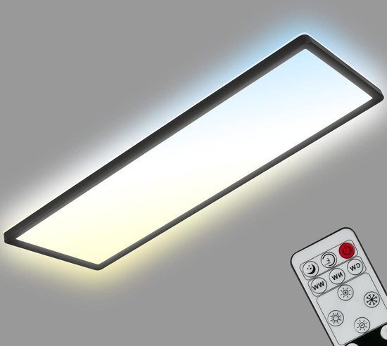 Plafondlamp CCT LED tegenlicht ultra plat dimbaar afstandsbediening warm wit neutraal wit koel wit 580x200x30mm (LxBxH)