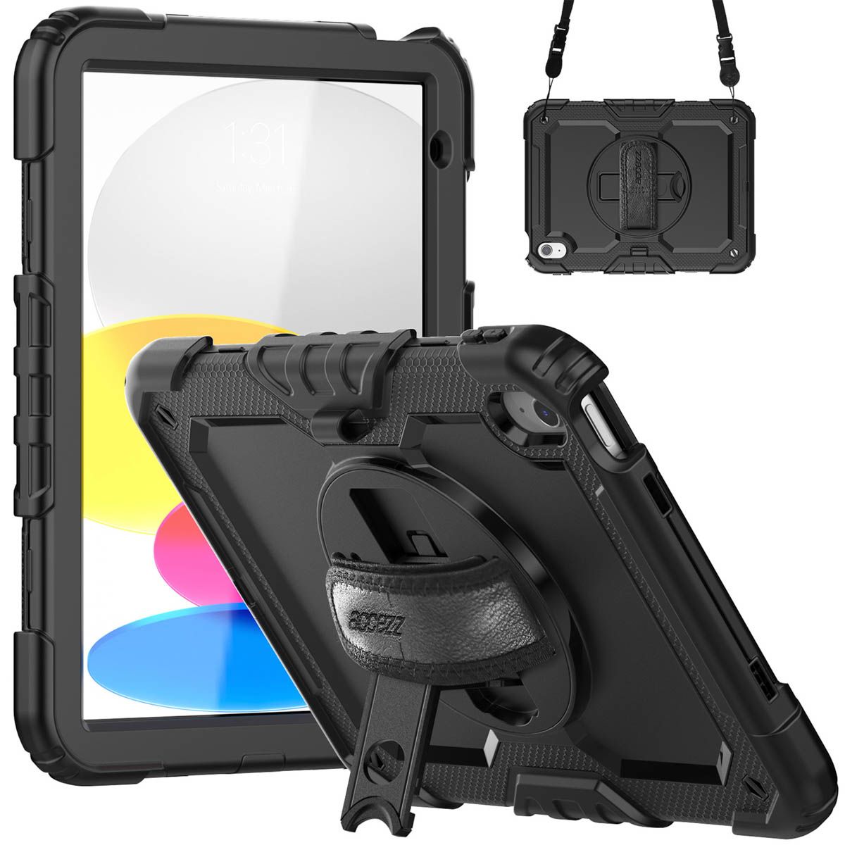 Accezz Rugged Backcover with Shoulder Strap for iPad 10.9 (2022) - Black