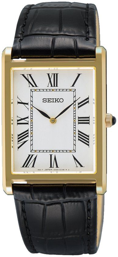 Seiko SWR104P1 Herenhorloge - Zwart Leer - Saffierglas - Quartz