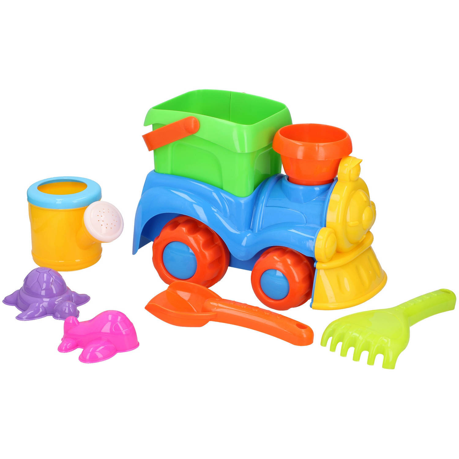 Eddy Toys strandspeelset Trein - 8-delig - zandbakspeelgoed