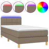 vidaXL Boxspringbed met matras en LED-verlichting, taupe, 80x200 cm, gestoffeerd