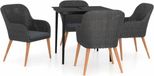 vidaXL 5-delige Tuinset met kussens, zwart