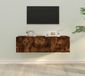 vidaXL meuble TV 2 pièces bois de chêne fumé sculpté