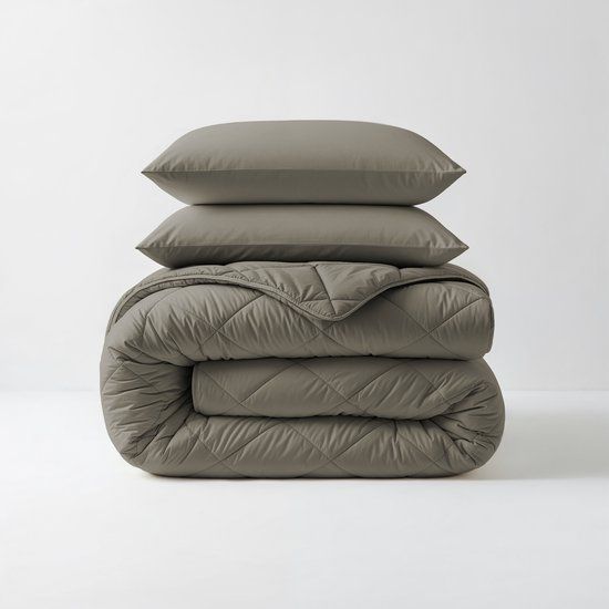 Sleeptime 2 in 1 Diamant Dekbed - Dekbed zonder Overtrek Inclusief Kussenslopen - 240x200 - Kaki