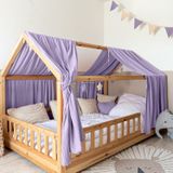 LILIMAUS Huisbed hemeltje met gouden details - bedhemel voor huisbed - 67,5 x 270 cm - mousseline Coton - lila