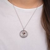 Engelsrufer Ketting 925 zilver glazen lens hart vleugel bicolour met zirkonia