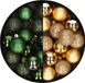 Merkloos / Sans marque Kaemingk B.V. 28x stuks kleine kunststof kerstballen goud en donkergroen 3 cm