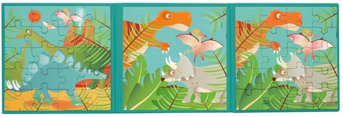 scratch Magnetische Puzzel Dino 18 Cm Karton Groen 40-delig