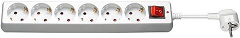 Stekkerdoos NK Protector Stekkerdoos met overspanningsbeveiliging, 6x geaard contact kinderbeveiliging, wit, 1,4 m