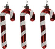 Decoris Kaemingk B.V. 16x Kerstboomhangers rood/witte zuurstokken 12 cm kerstversiering