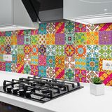 Ambiance Sticker - Wandtegels, zelfklevend, keuken en badkamer, tegels | zelfklevende tegels Azulejos Armondo | 24 tegels stickers met 10 x 10 cm