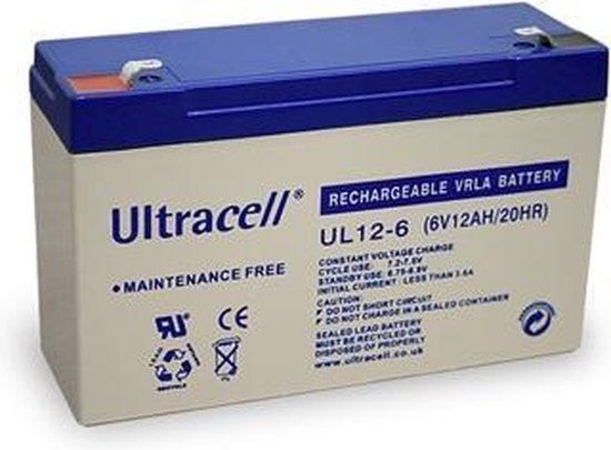 Ultracell Wentronic 48322 oplaadbare batterij/accu UL Loodaccu 6V 12Ah VRLA AGM SLA UL12-6