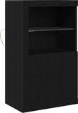 vidaXL - LED Dressoir - Bewerkt hout - Zwart Eiken