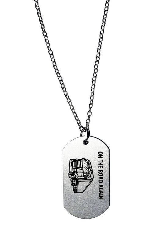 Akyol - on the road again ketting - Vrachtwagen chauffeur - cadeau vrachtwagenchauffeur - zilver