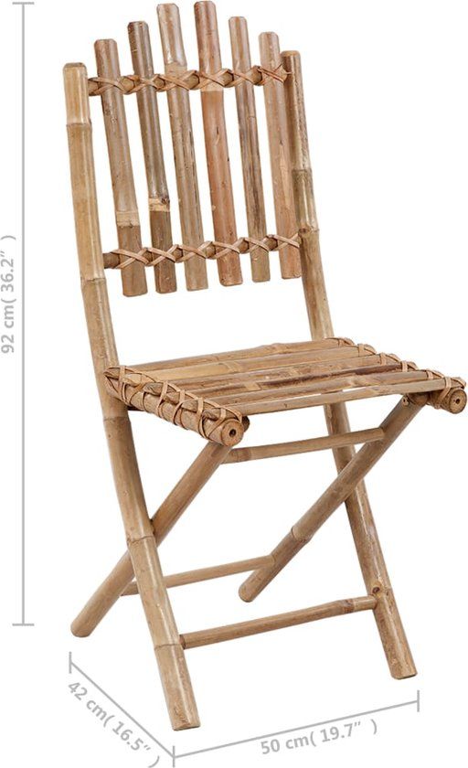 vidaXL Tuinstoelen 2 stuks inklapbaar met kussens, bamboe, grijs