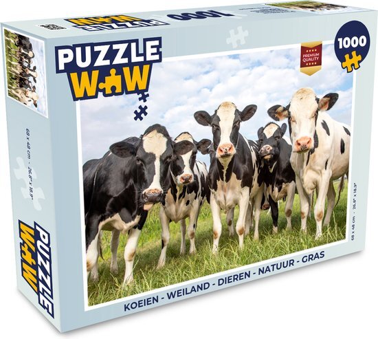 MuchoWow Puzzel Koeien - Weiland - Dieren - Natuur - Gras - Legpuzzel - Puzzel 500 stukjes - Sinterklaas cadeautjes - Sinterklaas voor grote kinderen