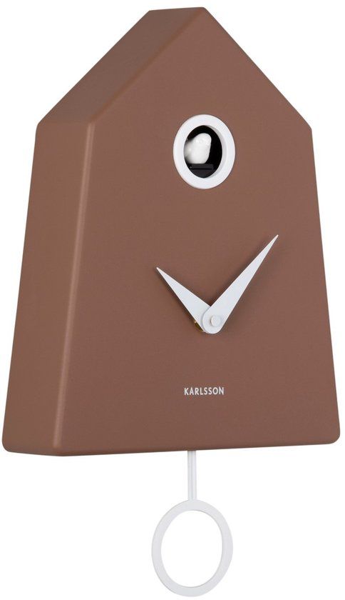 Karlsson Wandklok Grafico Cuckoo - Mokka - 7.4x21.5x35.5cm - Wandklok Modern