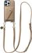 AVY Leren Hoesje geschikt voor Apple iPhone 16 Pro | Met Koord en Magnetische Kaarthouder | Compatibel met MagSafe | Leather Case met 130CM Koord & Wallet | Long Leather | Beige