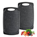 Romon Set van 2 snijplanken van kunststof, antislip handgrepen, 25 x 15 cm, vaatwasmachinebestendig, professionele snijplank voor keuken en camping