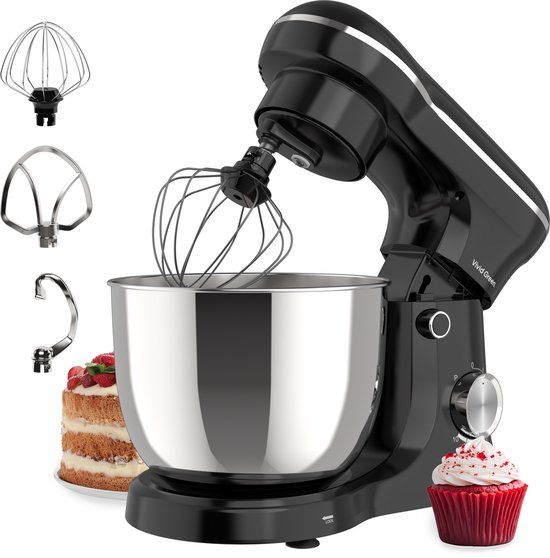 Vivid Green 1500W Keukenmachine - Keukenrobot - 5L - Keukenmixer - Mixer met Mengkom - Zwart