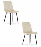 LEOBERT LAVA Eetkamerstoelen – Set van 2 – Beige Velvet – Zwarte Metalen Poten