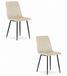 LEOBERT LAVA Eetkamerstoelen – Set van 2 – Beige Velvet – Zwarte Metalen Poten