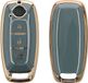 kwmobile hoesje voor autosleutel geschikt voor Nissan 3-knops Ariya B6 B9 X-Trail T33 Qashqai hoes - TPU autosleutel behuizing - Beschermende auto sleutel case - Sleuteletui in blauw / goud