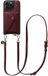 AVY Leren Hoesje geschikt voor Apple iPhone 15 Pro Max | Met Koord en Magnetische Kaarthouder | Compatibel met MagSafe | Leather Case met 130CM Koord & Wallet | Long Leather | Burgundy