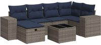 vidaXL 7-delige loungeset met kussens, polyrattan, grijs