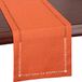 Grelucgo Handgemaakte hemstitch oranje Thanksgiving tafelloper of dressoir sjaal, herfst herfst decoraties (35 x 183 cm)
