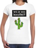 Bellatio Decorations Wil je een knuffel tekst t-shirt wit dames - dames shirt Wil je een knuffel? L