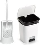 PLASTICFORTE Badkamer/toilet accessoires - WC-borstel en pedaalemmer 7.5L - wit - kunststof