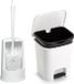 PLASTICFORTE Badkamer/toilet accessoires - WC-borstel en pedaalemmer 7.5L - wit - kunststof