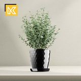 KADAX Pot avec Soucoupe, Pot de fleurs pour fleurs, plantes, herbes, intérieur, Jardinière en plastique, Pot décoratif, Cache-pot (16 cm, noir)